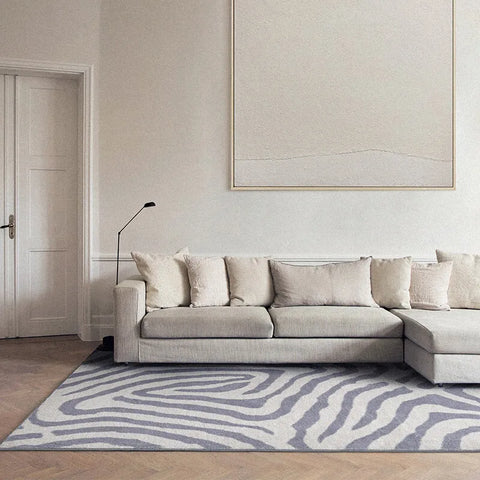 Navak Carpet Nordische flauschige Plüschteppiche für Wohnzimmer, leichtes, luxuriöses Zebramuster, Schlafzimmerdekor, Teppich für Zuhause, große Fläche, rutschfester Lounge-Teppich