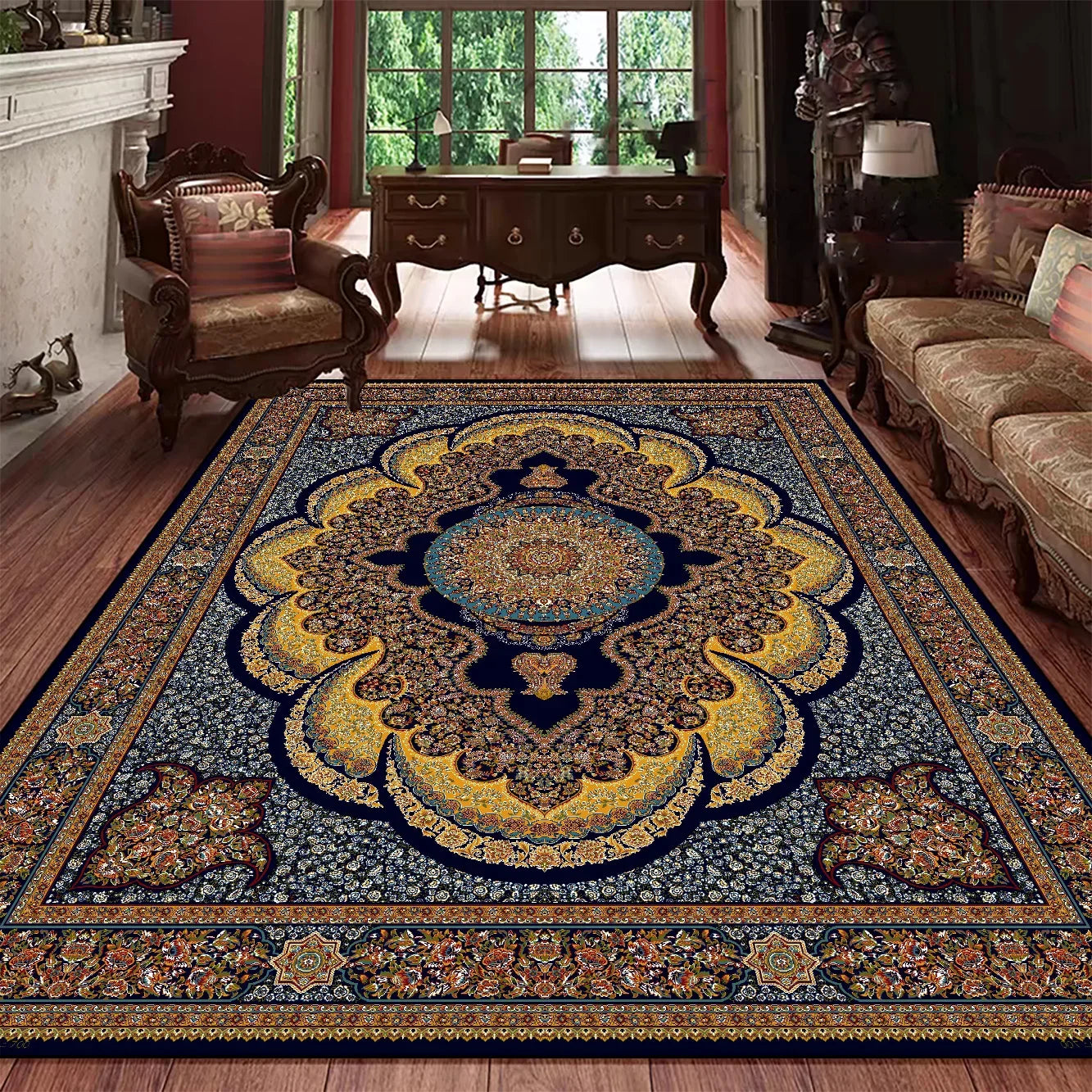 Navak-Teppich, klassischer Luxus-Teppich im persischen Stil, eleganter, waschbarer Teppich für Wohnzimmer, Schlafzimmer, anspruchsvolle Heimdekoration, Bodenmatte, Küchenmatte