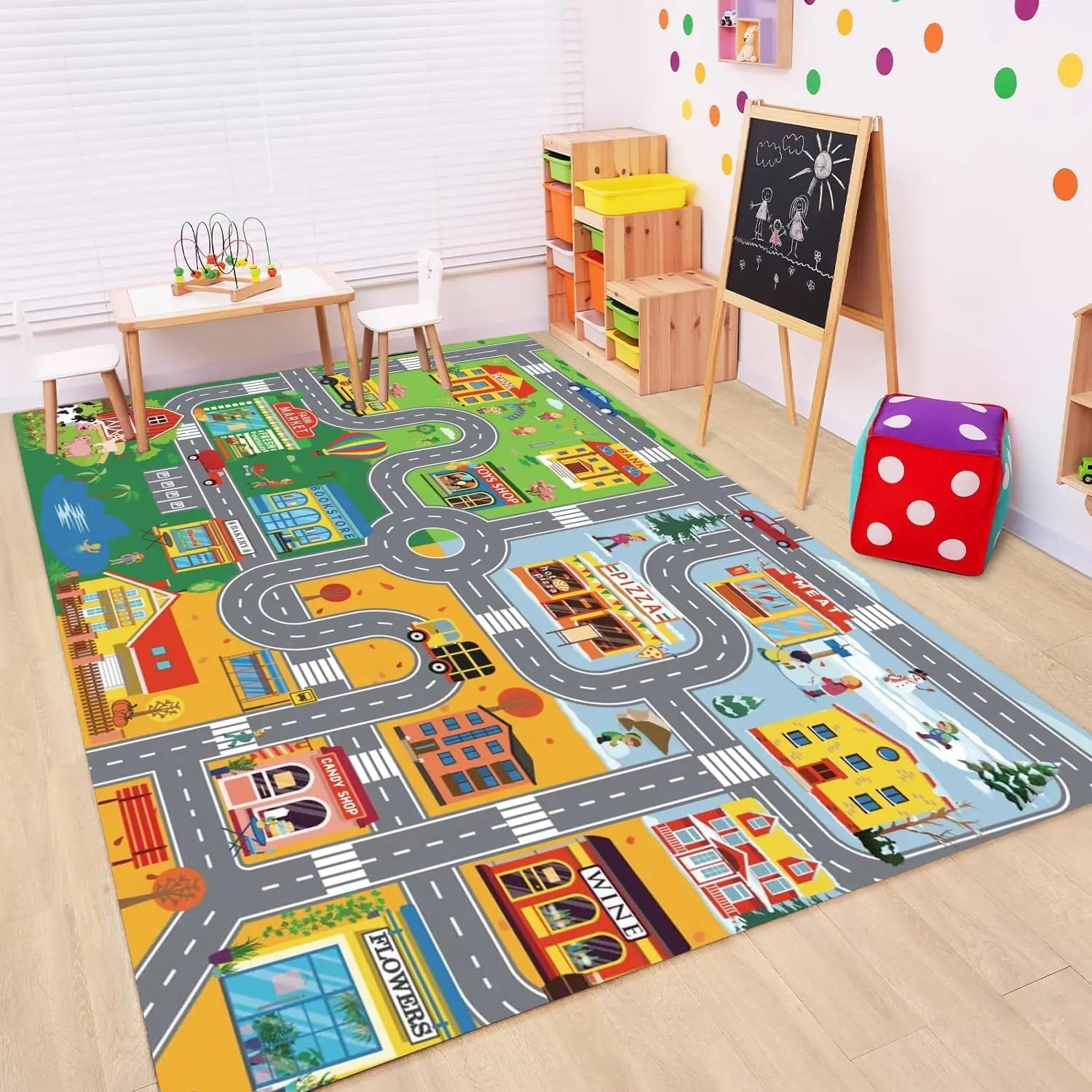 Navak Carpet Car Track Rug Car Rugs for Kids Toy Cars City Life Road Rug for Kids Play Mat for Boys Girls Playroom Living Room Classroom