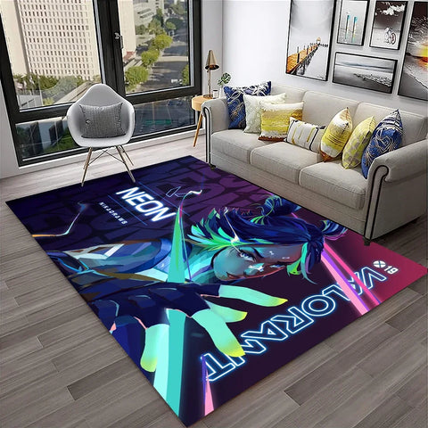 Navak Carpet VALORANT Game Gamer Cartoon 3D Carpet Rug for Home Living Room Bedroom Sofa Doormat Decor,kids Play Area Rug Non-slip Floor Mat