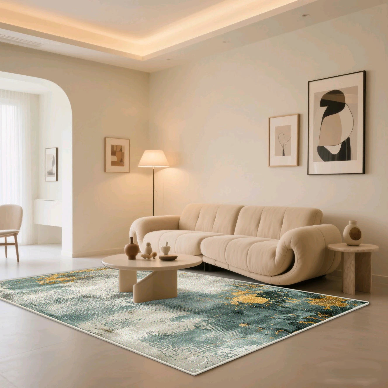 Navak Teppich, Kunststil, abstrakt, weich, Schlafzimmer-Dekoration, großer Teppich, rutschfest, Sofa-Tischset, faltbar, maschinenwaschbar, Wohnzimmerteppich