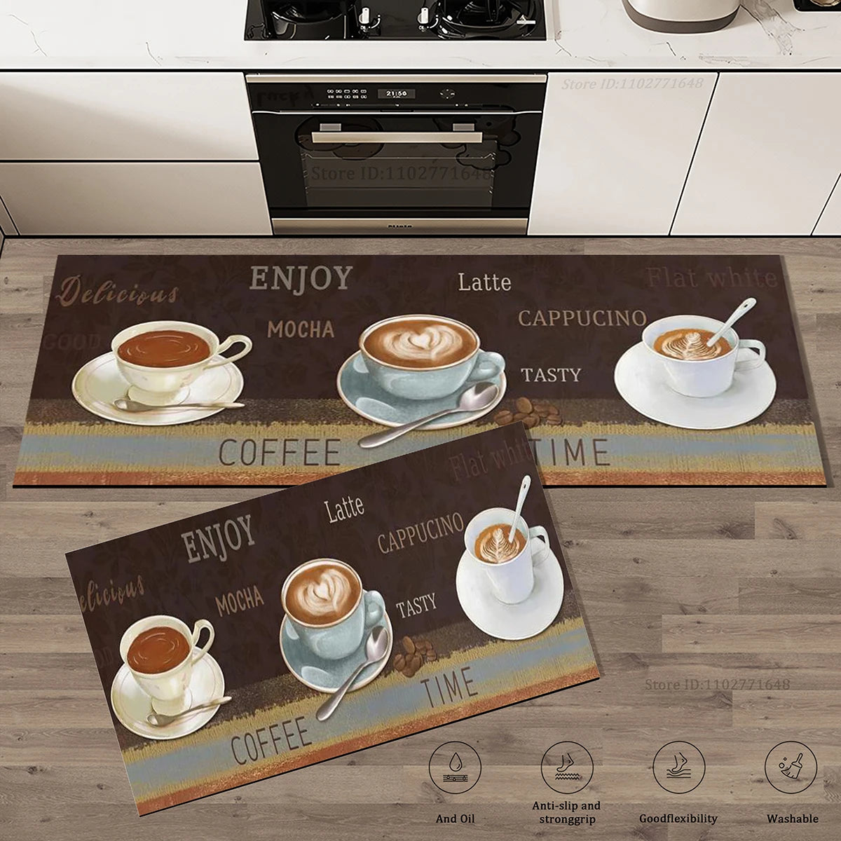 Navak Teppich, Kaffee, Küchenteppiche, rutschfest, saugfähig, für Schlafzimmer, luxuriöse Eingangsmatte, waschbar, Anti-Ermüdungs-Teppich, lang, groß, wasserdichte Matte