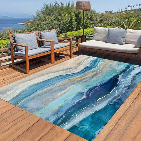 Navak Carpet Golden Diamond Velvet Dot Plüschunterseite 1 Stück Küstenblauer Marmor-Teppich, vielseitige Matte für drinnen und draußen für Zuhause