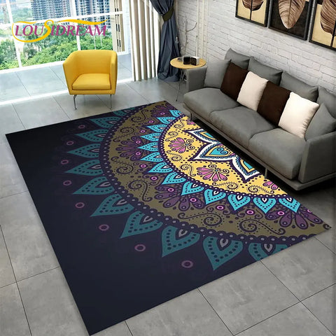 Navak Carpet Bohemia Mandala Geometrischer Teppich, Teppich für Zuhause, Wohnzimmer, Schlafzimmer, Sofa, Fußmatte, Küchendekor, rutschfeste Fußmatten für Kinder