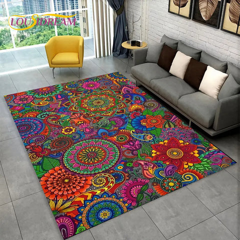 Navak Carpet Bohemia Mandala Geometrischer Teppich, Teppich für Zuhause, Wohnzimmer, Schlafzimmer, Sofa, Fußmatte, Küchendekor, rutschfeste Fußmatten für Kinder