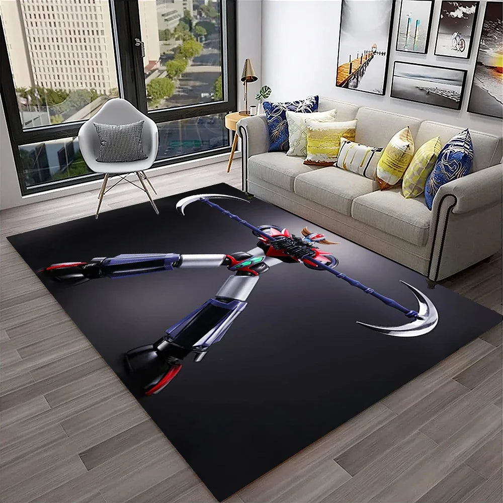 Navak Teppich, 3D-Cartoon-UFO-Roboter Grendizer, Anime-Teppich für Zuhause, Wohnzimmer, Schlafzimmer, Sofa, Fußmatte, Dekor, Kinderbereich, rutschfeste Bodenmatte
