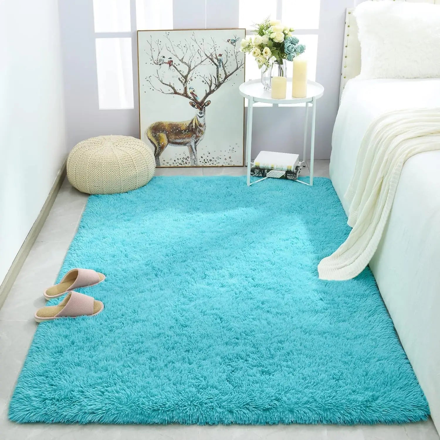 Navak Carpet Exclusive Picks Solid Color Plush Carpet Children's Bedroom Soft Fluffy Mat Living Room Baby Room Nursery Playroom Decorated Area Carpet