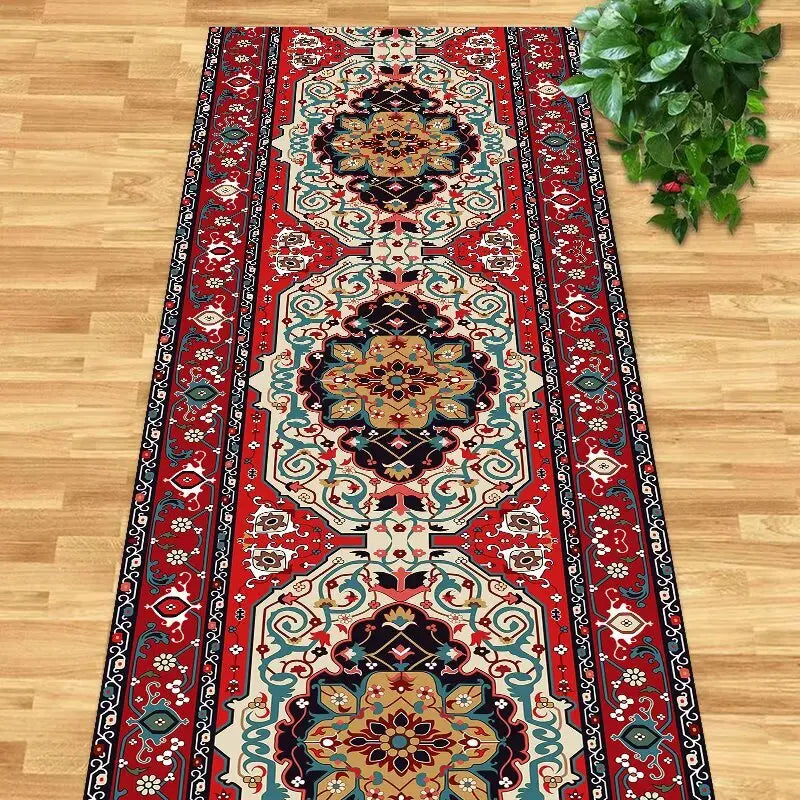 Navak Teppich Persischer Retro-Läufer Teppich Villa Halle Korridor Teppiche Wohnung Durchgang Rutschfester Teppich Hoteltreppe Dekoration Bodenmatte Custom