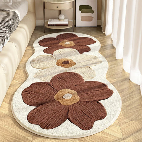 Navak Carpet Exclusive Picks Teppich für Schlafzimmer Streifen Flanell Nachttisch Teppich Frische Blumen Ins Wind Streifen Schlafzimmer Erkerfenster Schmutzabweisende Kühle Decke