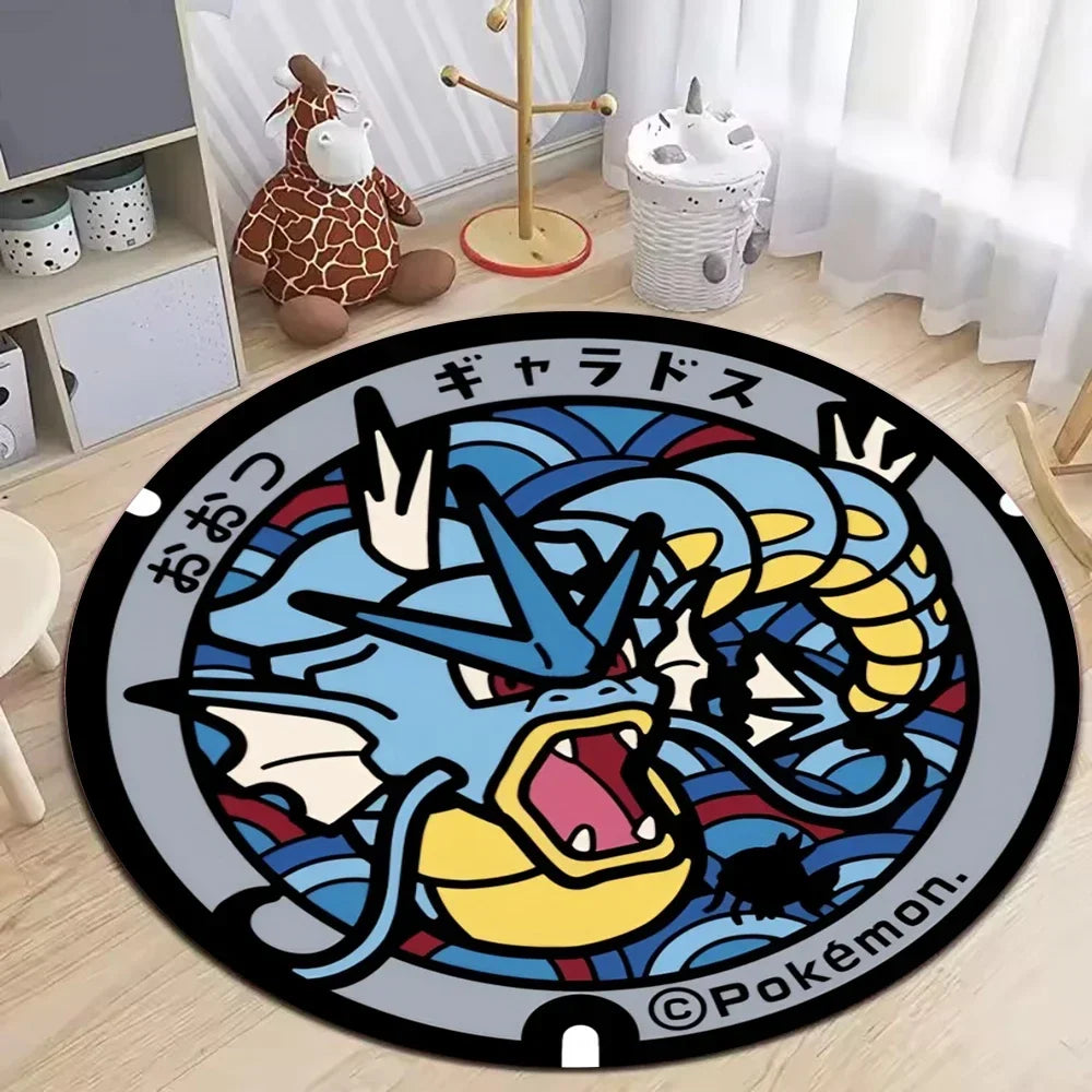 Navak Carpet Daily Picks Round Pokemon Rug for Living Room Decor Bedroom Rug Lounge Balcony Sofa Mat Coffee Table Mat Swivel Chair Mat Kids Gift