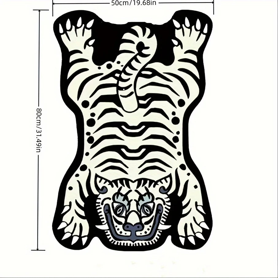 Navak Carpet Exclusive Picks Kreativer, geschwungener weißer Tiger-Teppich – langlebig und leicht zu reinigen – Seitenteppich fürs Zimmer, Eingangsmatte fürs Badezimmer, Heimdekoration