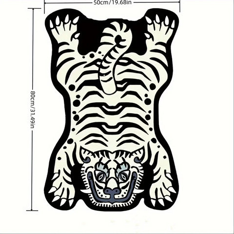 Navak Carpet Exclusive Picks Kreativer, geschwungener weißer Tiger-Teppich – langlebig und leicht zu reinigen – Seitenteppich fürs Zimmer, Eingangsmatte fürs Badezimmer, Heimdekoration
