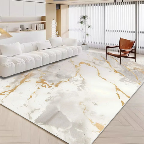 Navak Carpet Luxuriöser weißer Marmorteppich für Wohnzimmer, nordische Golddekoration, Heimteppich, rutschfeste, waschbare Teppiche für Schlafzimmer, Ins-Bodenmatte 러그
