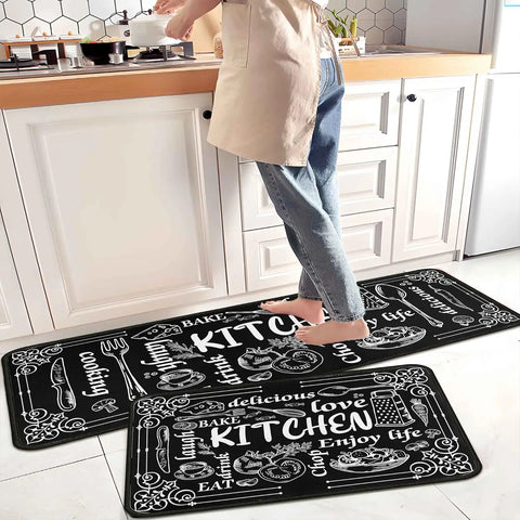 Navak Carpet Exclusive Picks 2-teilige Küchenteppiche und -matten in Kaffeebraun, rutschfest, waschbar, flecken- und lichtbeständig, Läuferteppich für den Küchenflur, Küchen- und Heimdekoration