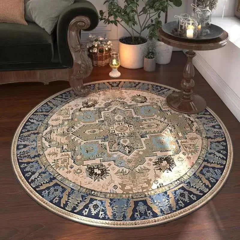 Navak Teppich, marokkanischer Blumenteppich, rund, waschbar, für Wohnzimmer und Esszimmer