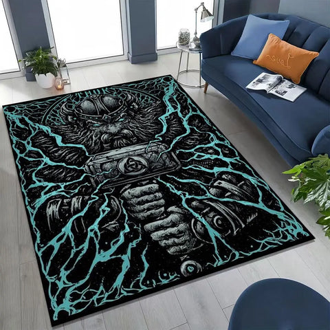 Navak Teppich, nordisches Wikinger-Kriegersymbol, Valhalla, Valknut, Rune, Moto-Teppich für Schlafzimmer, Wohnzimmer, Sofa, Zuhause, Fußmatte, Dekor, rutschfeste Bodenmatte