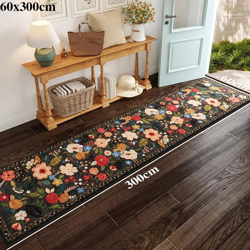 Navak Teppich, Flurteppich, Laufsteg, langer Teppich, maschinenwaschbar, faltbar, rutschfest, Bodenmatte, Frühlingsblumen, Heimdekoration, Teppiche für Wohnzimmer