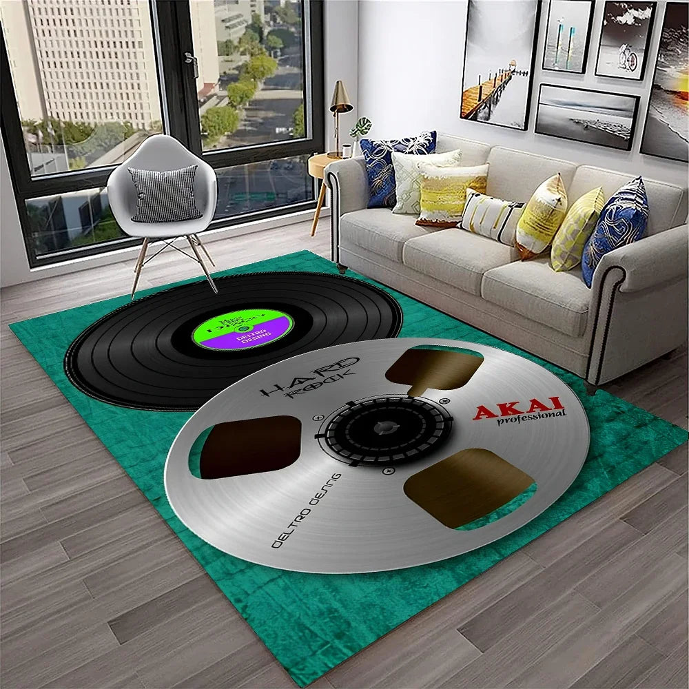 Navak Teppich, 3D-Retro-Vinyl-Schallplatte, Musikkunst, Teppich für Zuhause, Wohnzimmer, Schlafzimmer, Sofa, Fußmatte, Dekoration, Kinderspielbereich, rutschfeste Bodenmatte