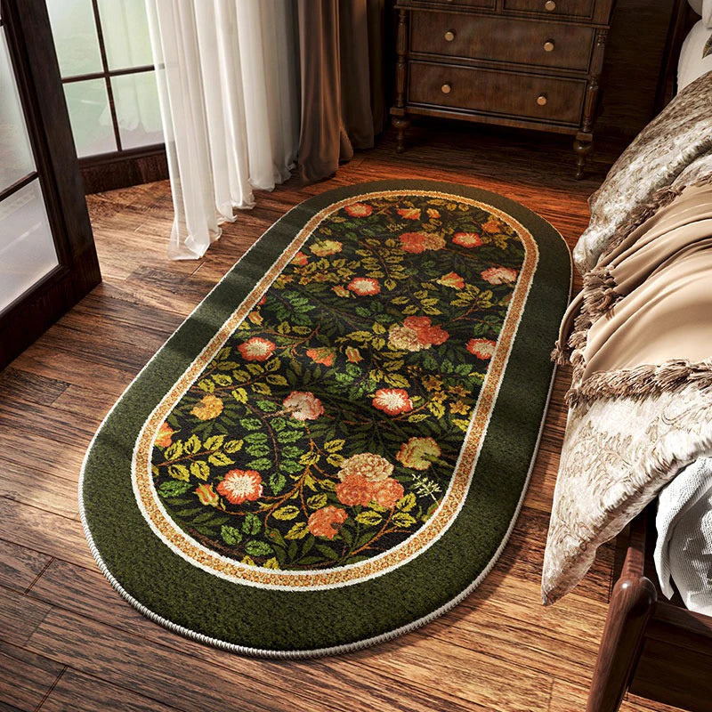 Navak Teppich Schlafzimmer Nachttisch Teppich Rutschfeste Weiche Bequeme Bodenmatte Amerikanischen Retro Blumenmuster Teppich Oval Lange Hause Dekoration Matten 양탄자