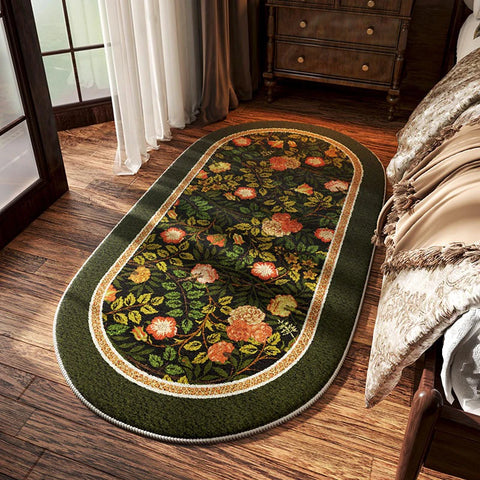 Navak Teppich Schlafzimmer Nachttisch Teppich Rutschfeste Weiche Bequeme Bodenmatte Amerikanischen Retro Blumenmuster Teppich Oval Lange Hause Dekoration Matten 양탄자