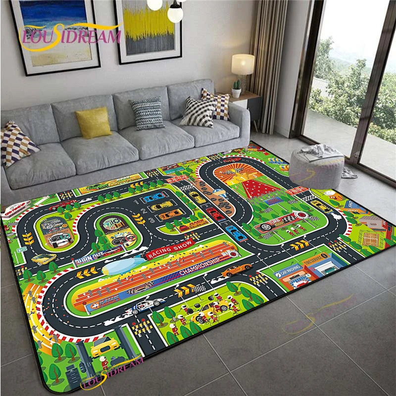 Navak Teppich Alfombra Straßenverkehrsroutenkarte Teppich Wohnzimmer Sofa Couchtisch Schlafzimmer Teppiche Küche Kinderspiel Anti-Rutsch-Bodenmatte Wohnkultur