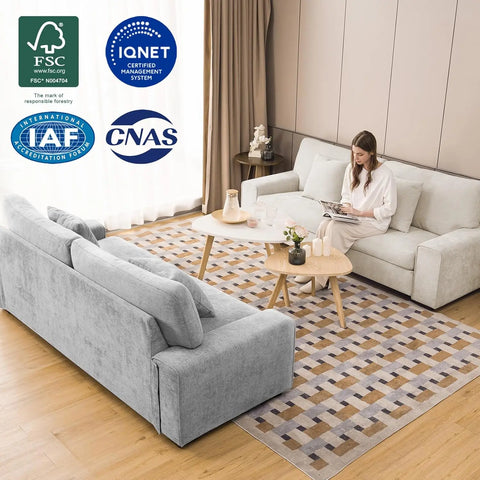 Navak Carpet Modernes Zweisitzer-Sofa für das Wohnzimmer, Chenille-Liegesessel, abnehmbarer Bezug, Federkissen, Massivholzrahmen,