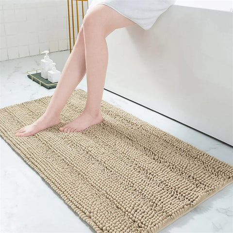 Navak Carpet Olanly Chenille-Badezimmerteppich, extra weich, zottelige Badematte, rutschfeste Badezimmer-Bodenmatte, wasserabsorbierende Plüsch-Mikrofaser-Teppiche für die Dusche
