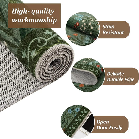 Navak Carpet Boho-Teppiche, waschbar, für den Eingangsbereich, floraler Teppich für das Schlafzimmer, rutschfest, weicher Innenteppich für Wohnzimmer, Küche, Waschküche, Foyer