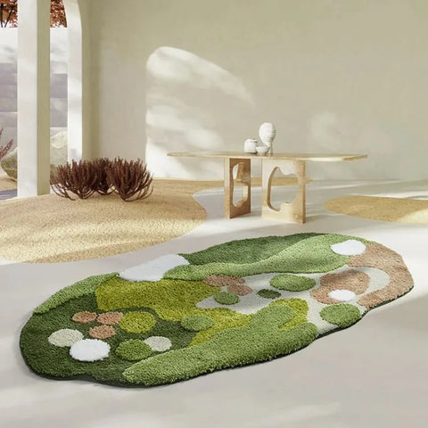 Navak Teppich Moos Teppich 3D Stereo für Wohnzimmer Imitation Kaschmir Grün Teppich Schlafzimmer Nachttisch Bodenmatte Anti-Rutsch Shaggy Teppiche Home Decor