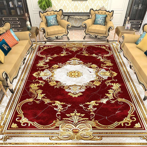 Navak Carpet European Gold Red Carpet Living Room Decoration Sofa Area Rugs for Bedroom Large Area Cloakroom Lounge Non-slip Floor Mats Ковер