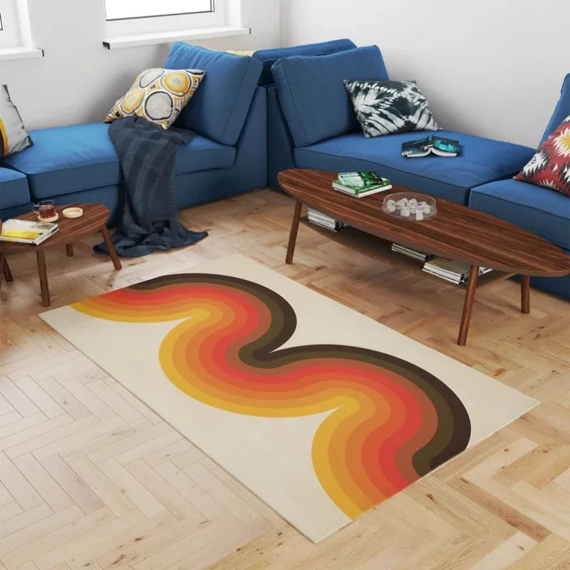 Navak Teppich Mid Century Modern Art Teppiche Skandinavischer Stil Wohnzimmer Teppich Retro 70er Jahre Bereich Teppich Neutral Abstrakt Geometrischer Teppich Rutschfest