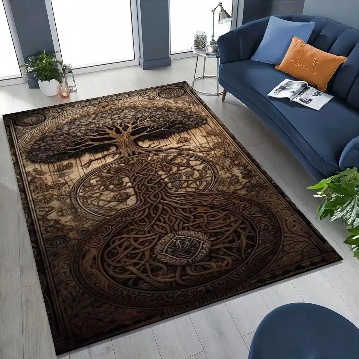 Navak Teppich, nordisches Wikinger-Kriegersymbol, Valhalla, Valknut, Rune, Moto-Teppich für Schlafzimmer, Wohnzimmer, Sofa, Zuhause, Fußmatte, Dekor, rutschfeste Bodenmatte
