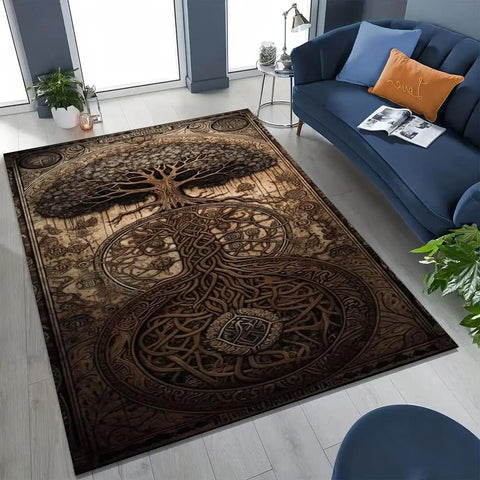 Navak Teppich, nordisches Wikinger-Kriegersymbol, Valhalla, Valknut, Rune, Moto-Teppich für Schlafzimmer, Wohnzimmer, Sofa, Zuhause, Fußmatte, Dekor, rutschfeste Bodenmatte