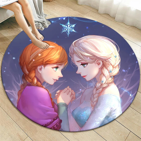 Navak Teppich Prinzessin Elsa Cartoon Print Runder Teppich, Schlafzimmer Dekorativer Teppich, Wohnzimmer Badezimmer Picknick Camping Eingang Rutschfeste Matte