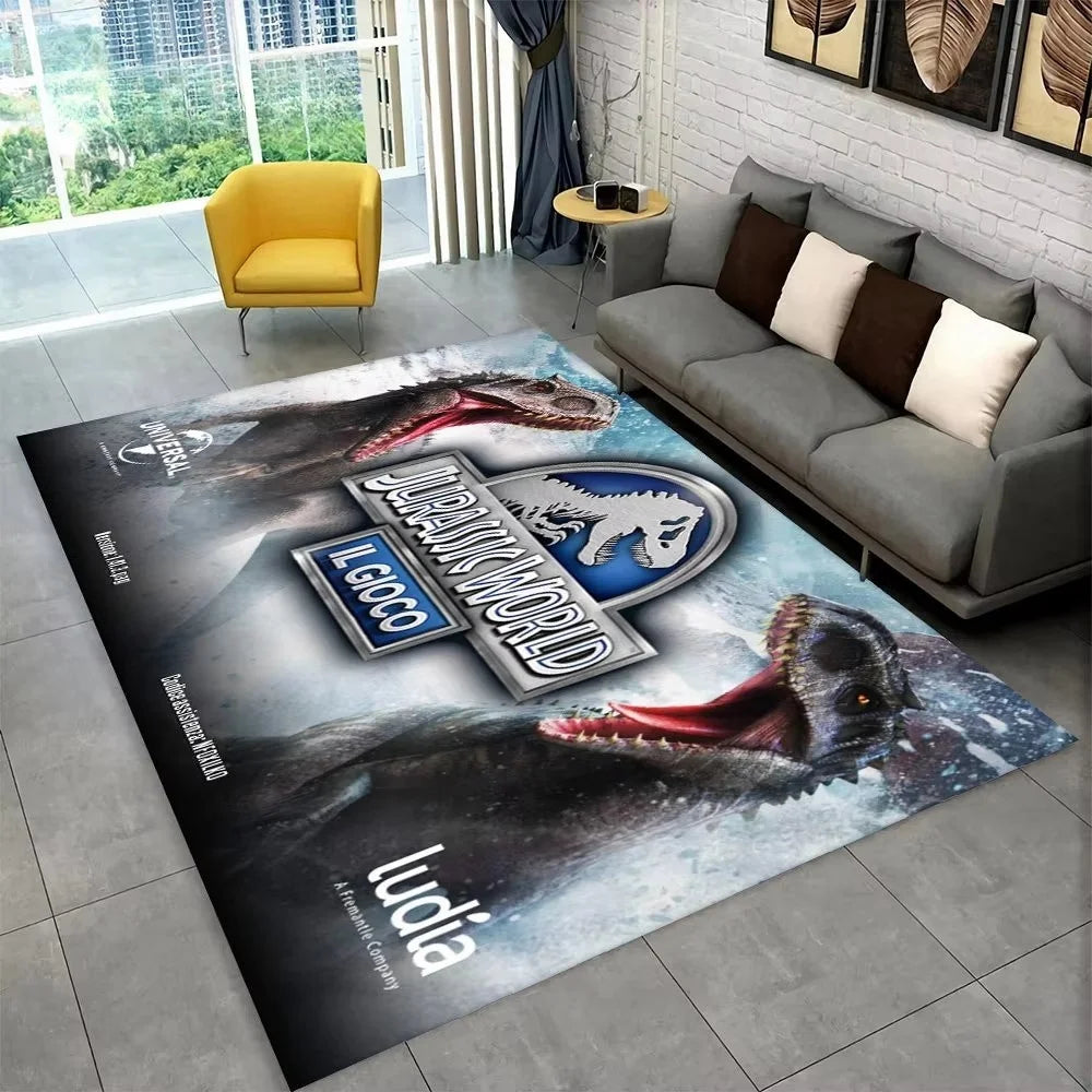 Navak Carpet 3D J-Jurassic Park Dinosaurier-Teppich, großer Teppich, Schlafzimmer, Kinderspielzimmer, Bodenmatte, rutschfest, Wohnzimmer-Dekor, lustiger Sofa-Akzent