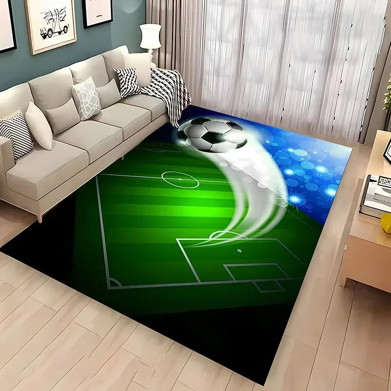Navak Teppich, Ballsport-Thementeppich, Cartoon-Fußball-Bodenmatte für Kinderzimmer, Schlafzimmer-Dekoration, Fußball, große Flächenteppiche, Zuhause, Wohnzimmer, Flurteppich