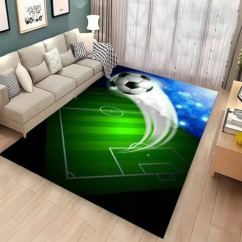 Navak Teppich, Ballsport-Thementeppich, Cartoon-Fußball-Bodenmatte für Kinderzimmer, Schlafzimmer-Dekoration, Fußball, große Flächenteppiche, Zuhause, Wohnzimmer, Flurteppich