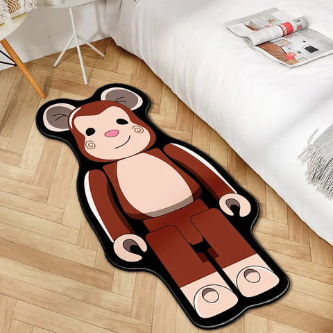 Navak Teppich, unregelmäßiger Cartoon-Bearbricks-Teppich, mehrfarbig, Gewaltbär-Teppich für Schlafzimmer, Nachttisch, rutschfest, modisch, für Zuhause, Bodenmatte