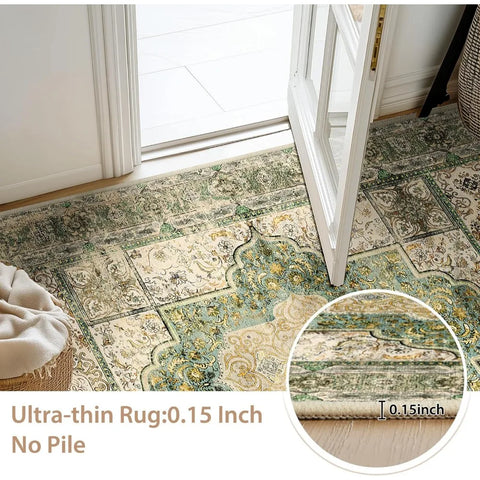 Navak Teppich, maschinenwaschbar, kein Flor, rutschfest, Vintage-Teppiche für Wohnzimmer, Schlafzimmer und Esszimmer, Bohemian-Stil, Used-Look I