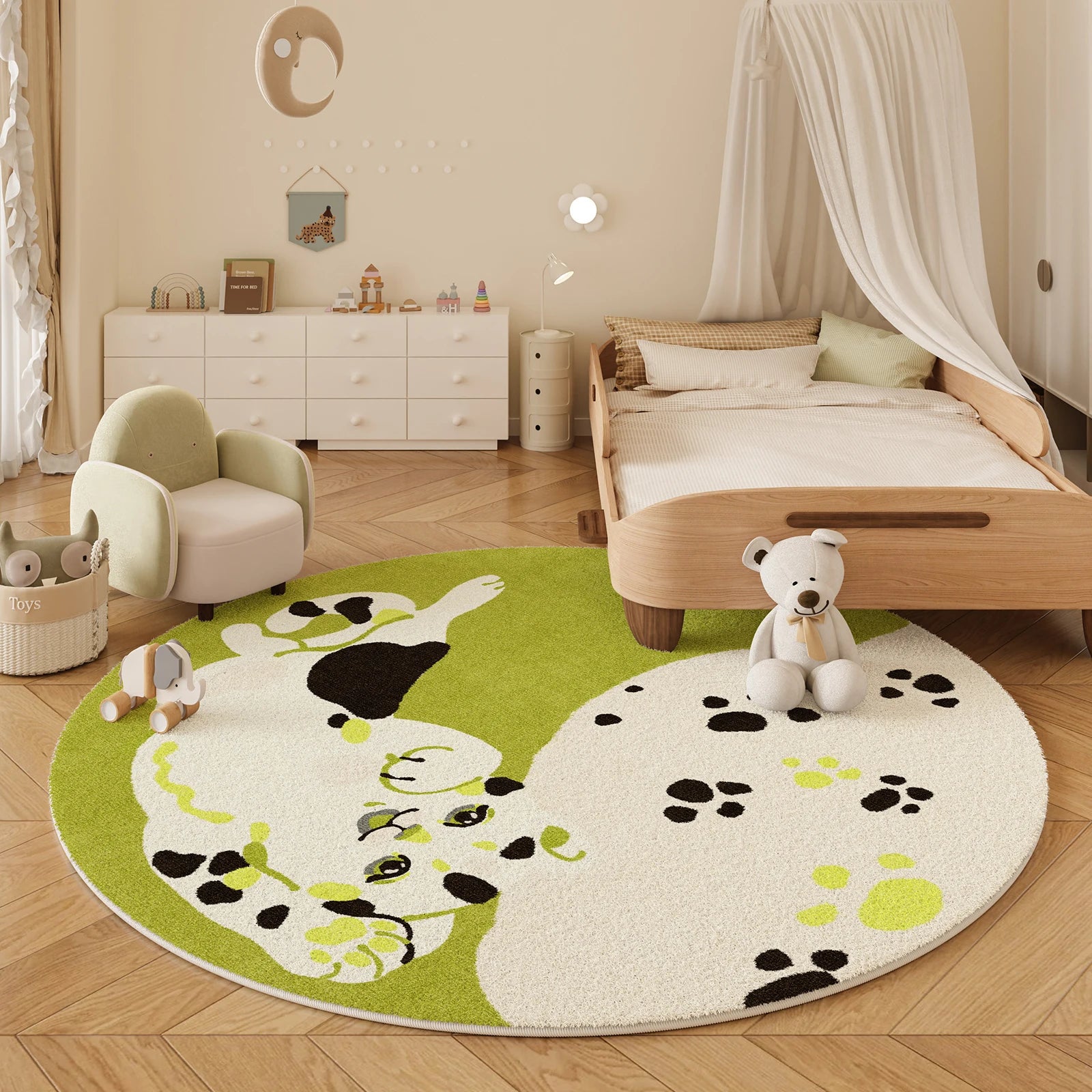 Navak Teppich, Cartoon-Stil, Schlafzimmer-Dekor, Teppich, dicke Plüsch-Bodenmatte für Kinder, flauschig, weich, rund, Teppich mit niedlichen Mustern für Wohnzimmer
