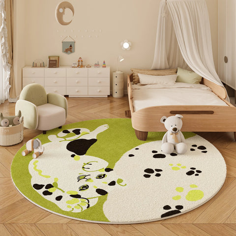 Navak Teppich, Cartoon-Stil, Schlafzimmer-Dekor, Teppich, dicke Plüsch-Bodenmatte für Kinder, flauschig, weich, rund, Teppich mit niedlichen Mustern für Wohnzimmer