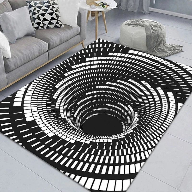 Navak Carpet 3D Vortex Illusion Teppich Eingangstür Bodenmatte Abstrakte geometrische optische Fußmatte Rutschfeste Bodenmatte Wohnzimmer Dekor Teppich
