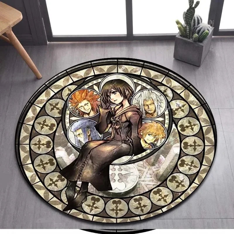 Navak Carpet Daily Picks DISNEY Kingdom Hearts Cartoon-Muster Bereich Teppich Runde Bodenmatte Kind Wohnzimmer Teppich Badezimmer Küche Fußmatte Dekorieren
