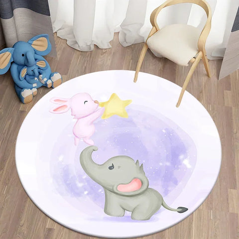 Navak Teppich Cartoon Niedlicher Bär Runder Teppich für Wohnzimmer Teppiche Badematte für Kinderzimmer Matten Schlafzimmer Teppiche Baby Kinderzimmer Wohnkultur