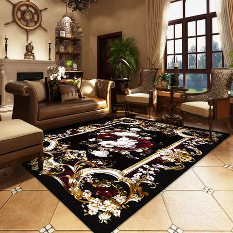 Navak Carpet Retro European and American Style Large Room Rugs Non-slip Soft Sofa Table Mat Foldable Easy Clean Carpet for Live Room Washable