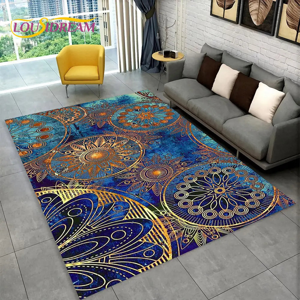 Navak Carpet Bohemia Mandala Geometrischer Teppich, Teppich für Zuhause, Wohnzimmer, Schlafzimmer, Sofa, Fußmatte, Küchendekor, rutschfeste Fußmatten für Kinder