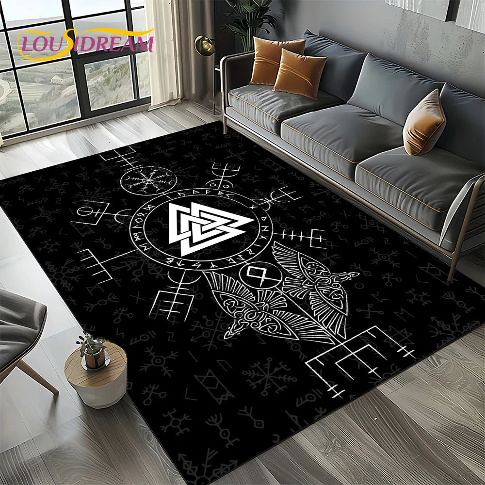 Navak Teppich Odin Viking Symbol Valknut Nordic Valhalla Teppich Teppich für Wohnzimmer Schlafzimmer Home Sofa Dekoration, Bereich Teppich rutschfeste Bodenmatte
