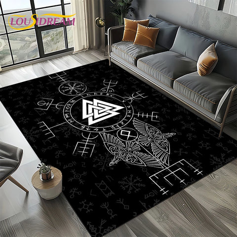 Navak Teppich Odin Viking Symbol Valknut Nordic Valhalla Teppich Teppich für Wohnzimmer Schlafzimmer Home Sofa Dekoration, Bereich Teppich rutschfeste Bodenmatte