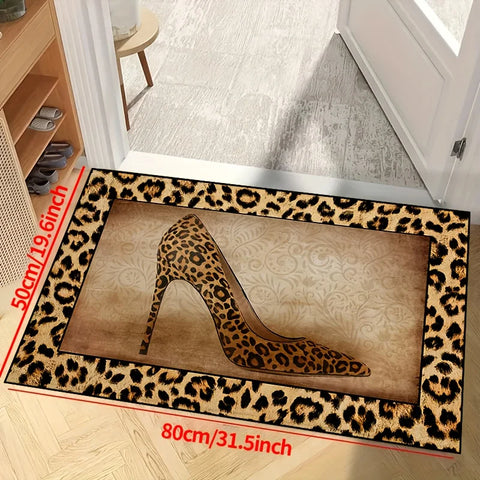 Navak Teppich Leopardenmuster Matte 1 Stück maschinenwaschbar Leopardenmuster Matte Eingang Wohnzimmer Schlafzimmer Kinderzimmer Außenterrasse Gartenteppich
