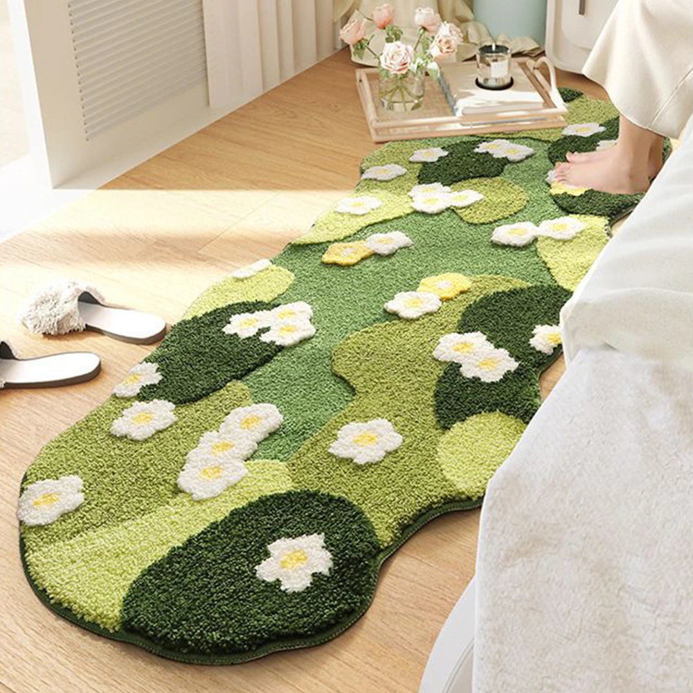 Navak Carpet Nordic 3D Moosteppich Teppich Flauschiger grüner Wald Unregelmäßige Bodenmatte Moosteppich Dreidimensionaler Beflockungs-Schlafzimmerteppich